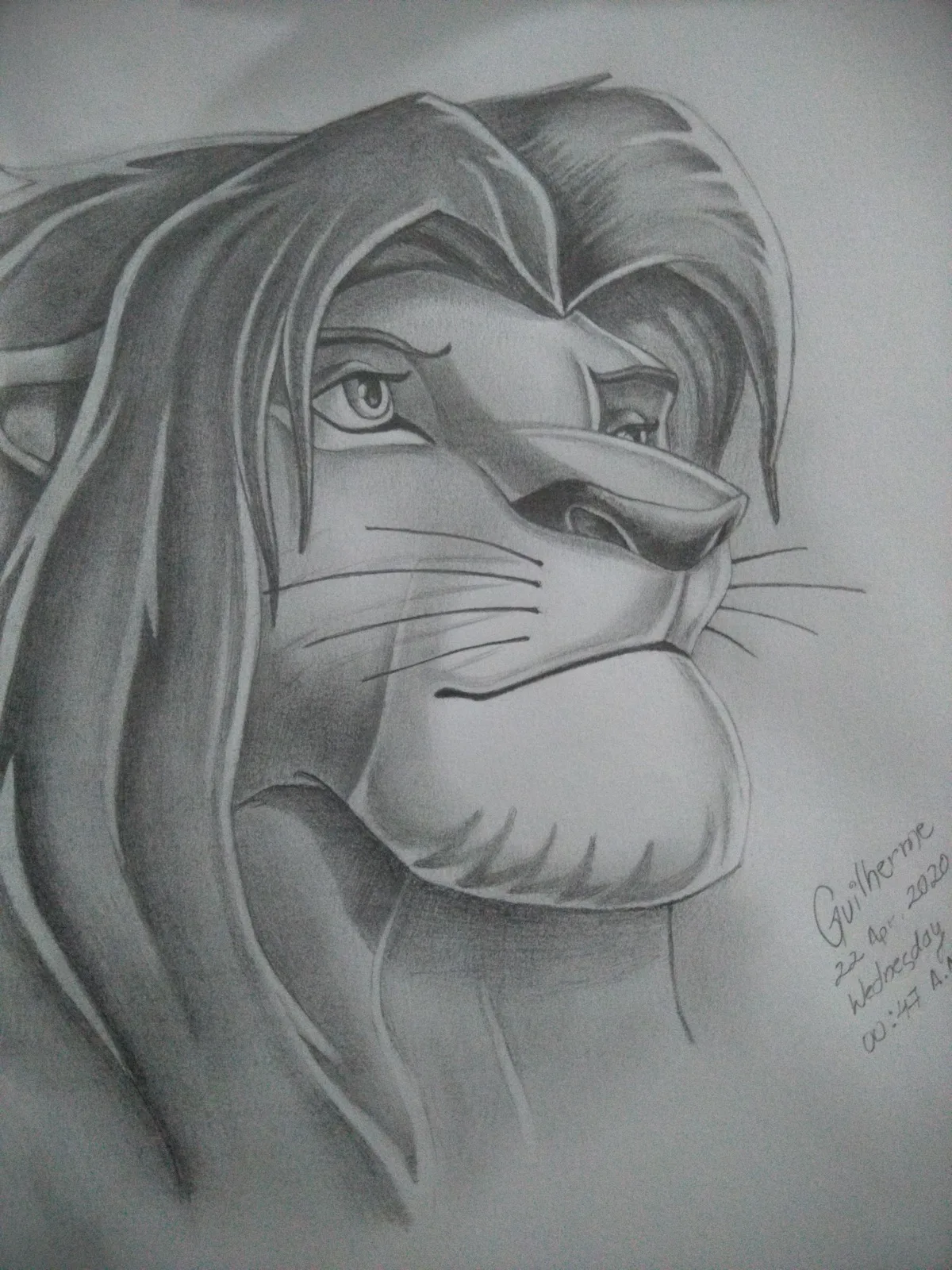 Lion King, graphite drawing, April 22, 2020