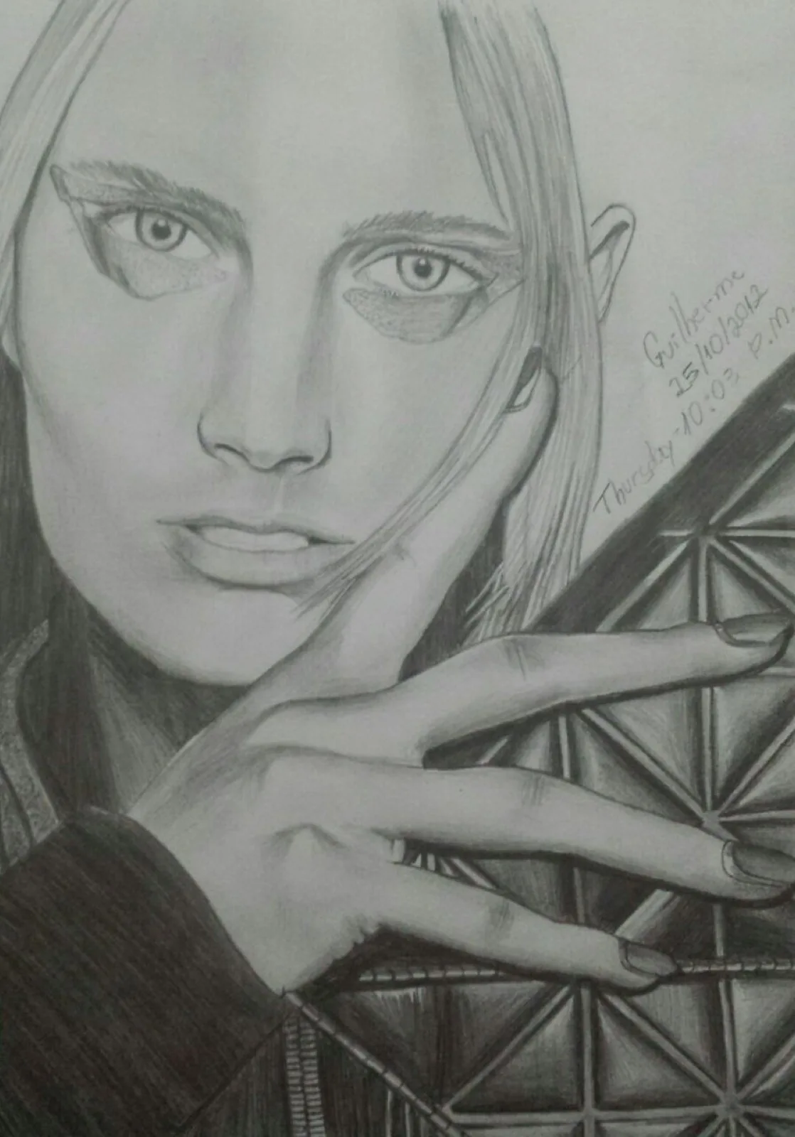 Woman Holding a Wallet, graphite drawing, October 25, 2012
