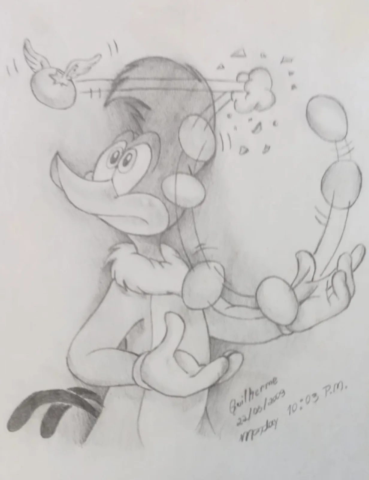 Woody Woodpecker, graphite drawing, June 22, 2009